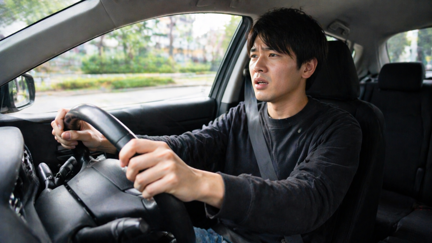 車のブレーキからゴリゴリ音がして不安を感じている様子