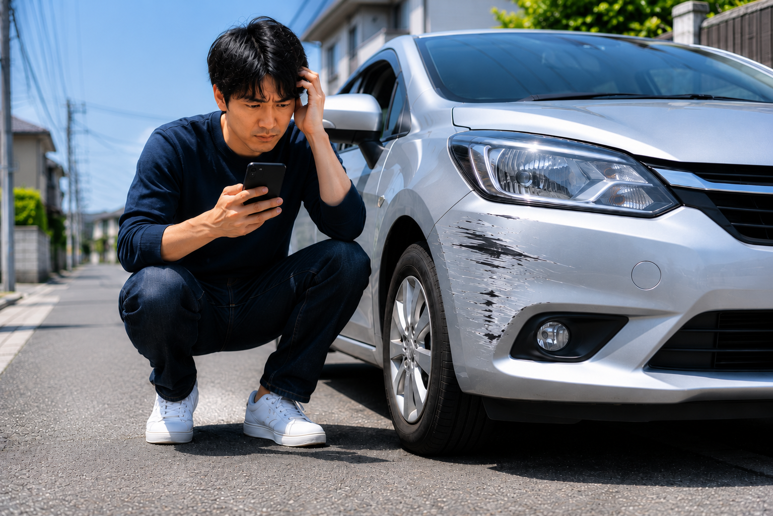 車の事故で保険を使うか使わないか悩むドライバー