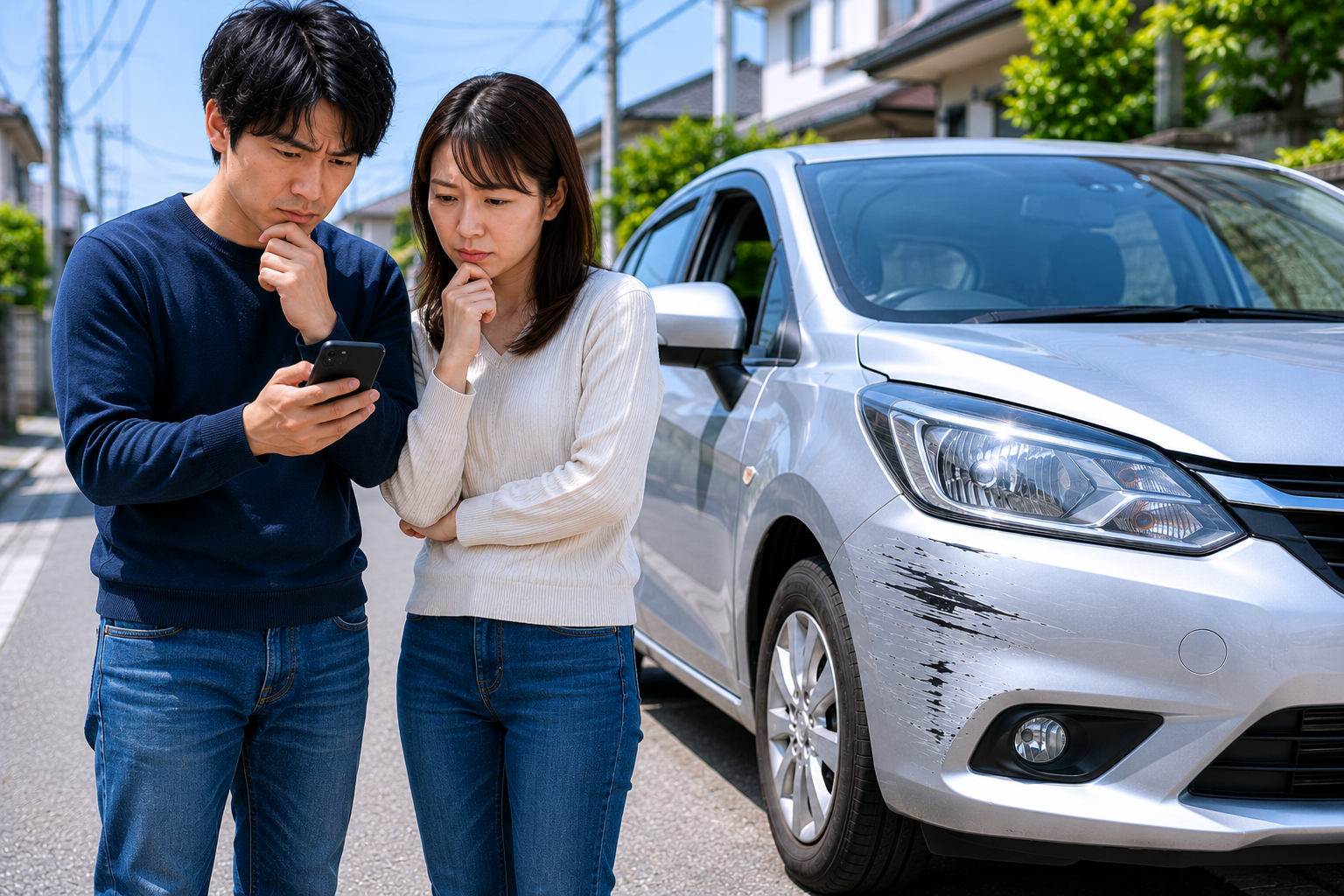 事故後に悩んでいる様子