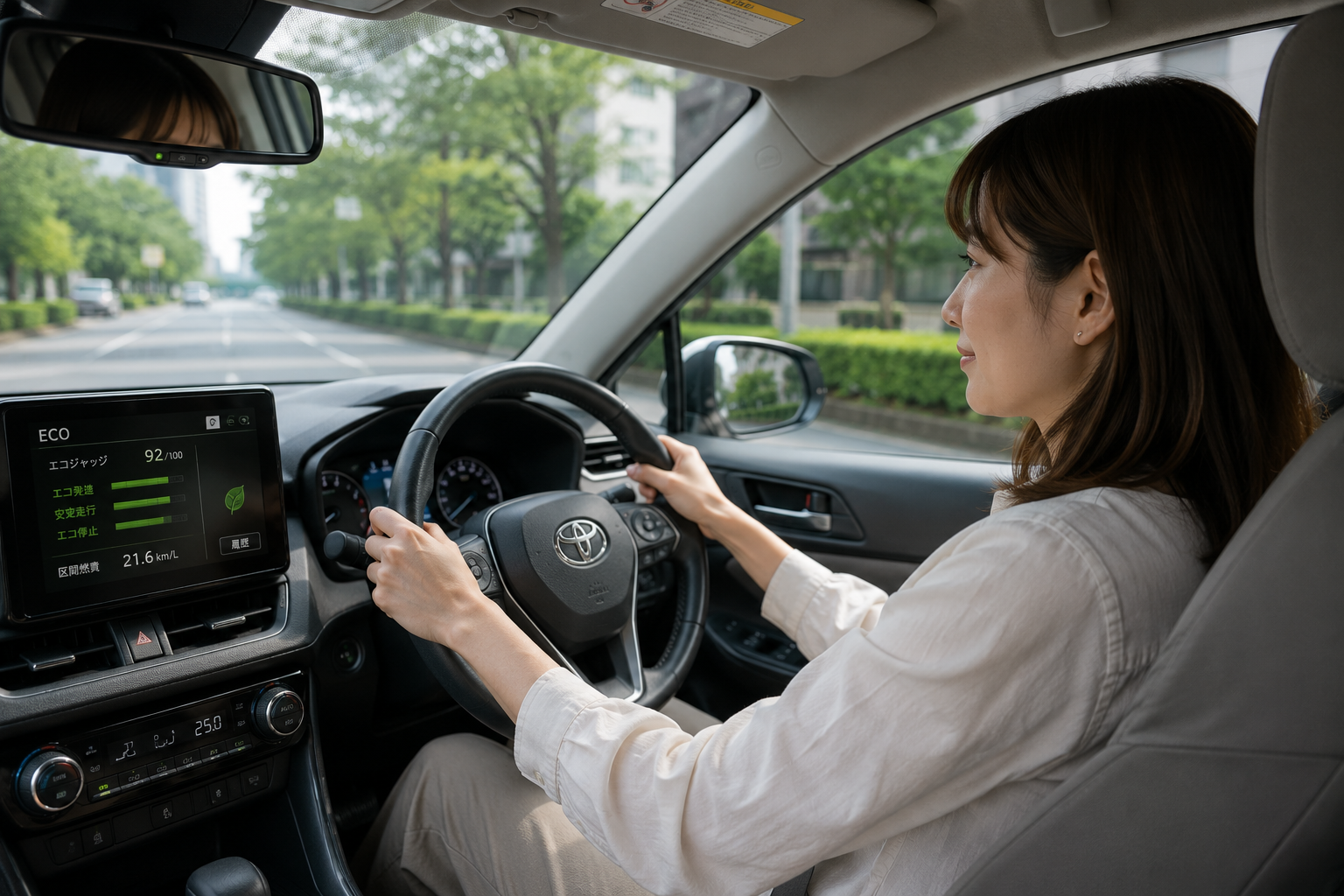 エコドライブを意識して運転するドライバー