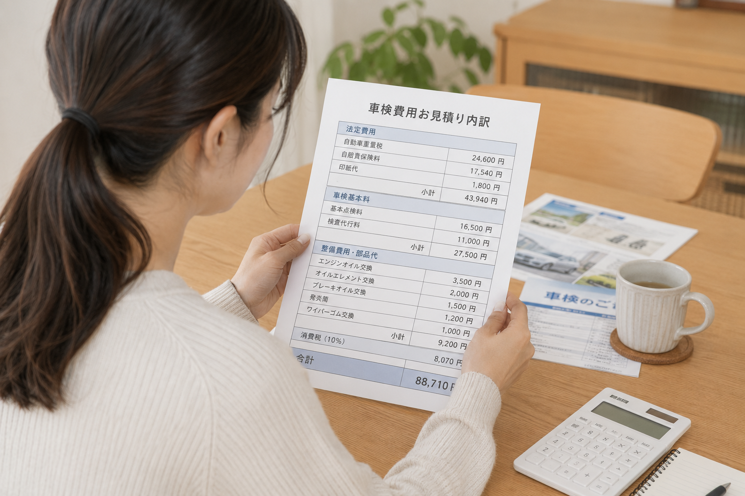 車検の費用内訳を確認する人