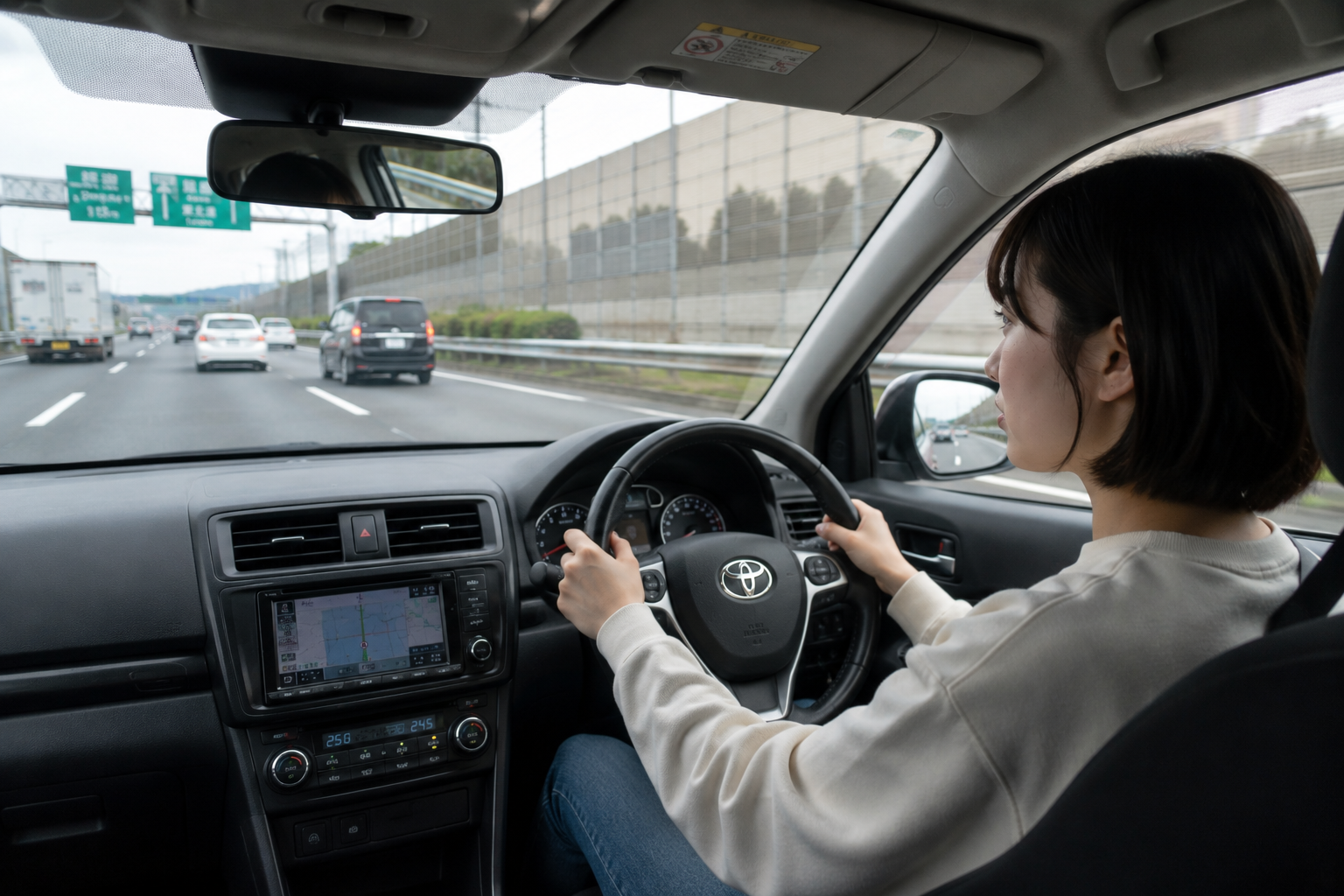 高速道路の運転に不安を感じる初心者ドライバー