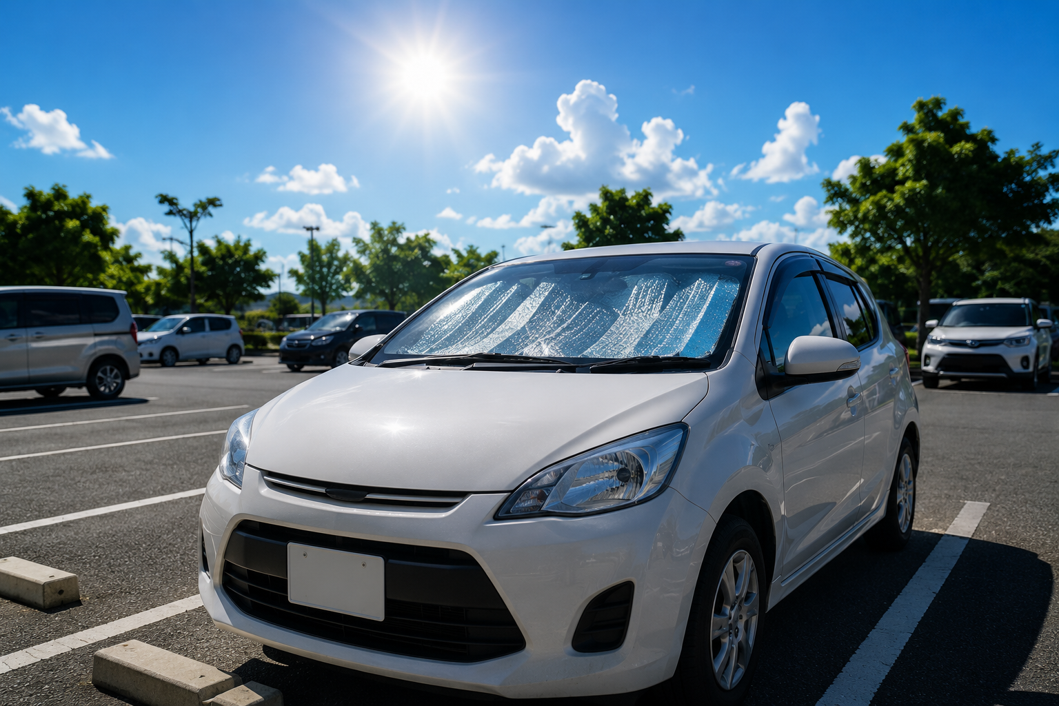 真夏の炎天下に駐車している車